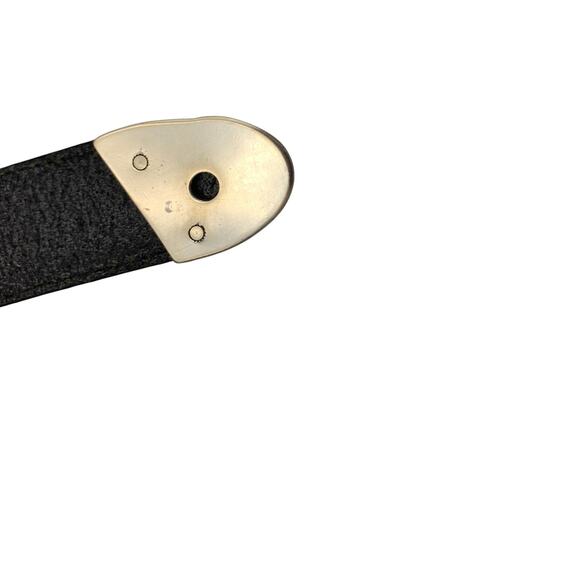 Brighton Womens Scroll Buckle Belt Size XL Black Leather Reptile 24503 Silver - Picture 9 of 11